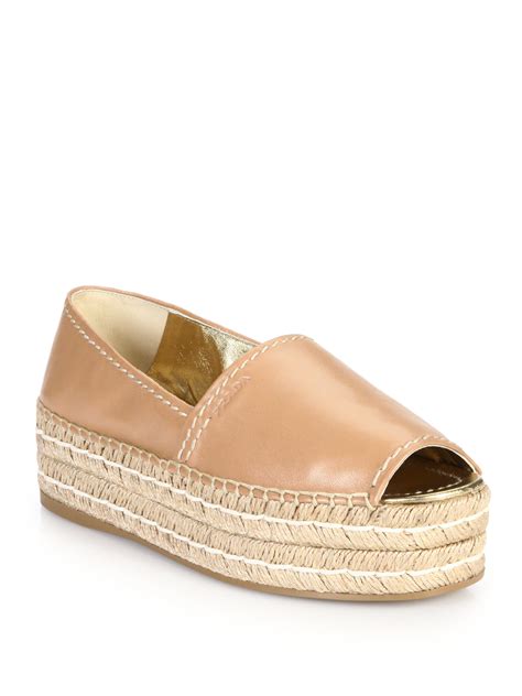 prada leather peep-toe espadrille shoes|prada espadrilles sale.